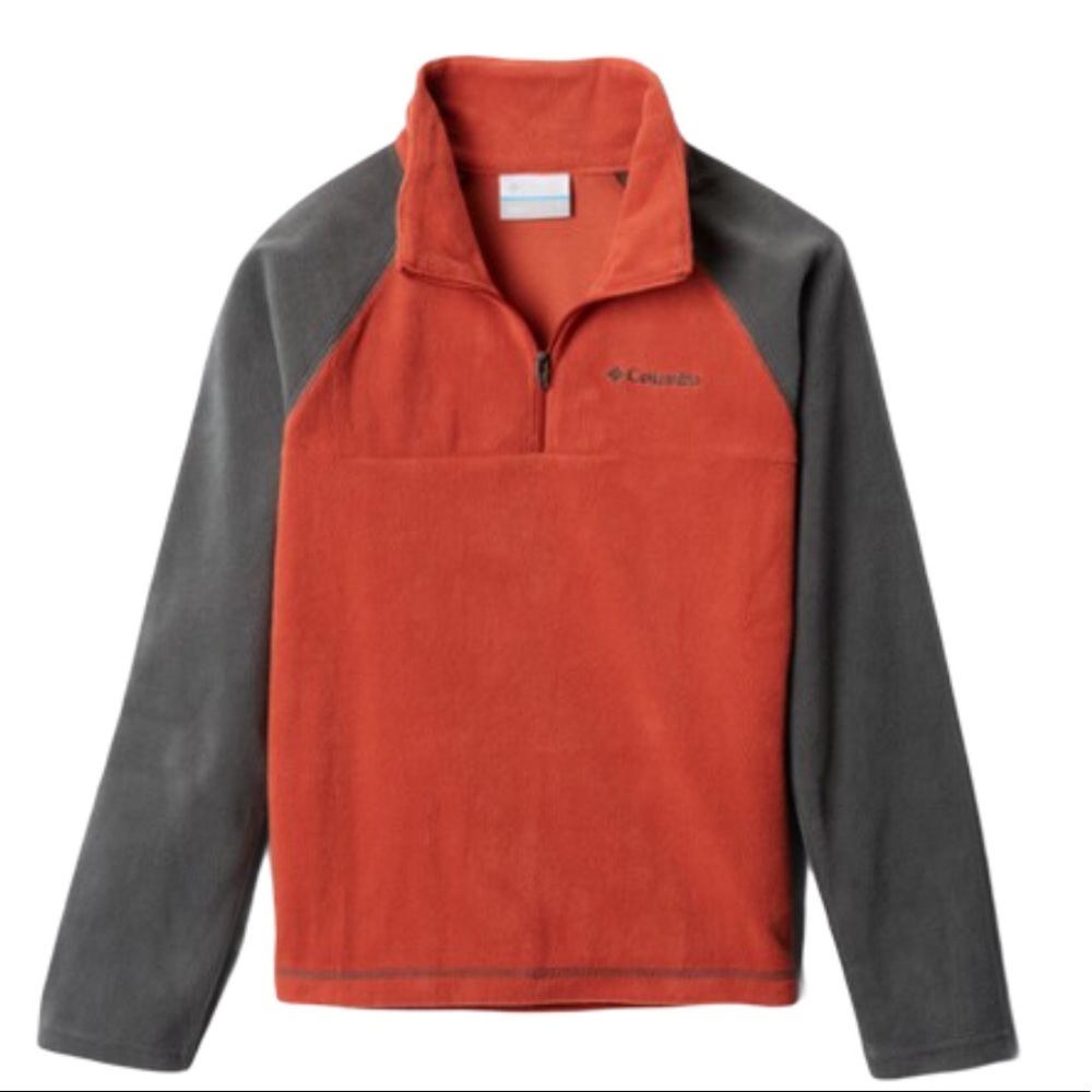 COLUMBIA Glacial 1/4 Quarter Zip Fleece Sweater With Long Sleeves Orange 6-7Y